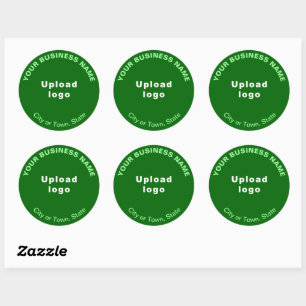 Round Pattern Texts Business Brand on Green Classic Round Sticker