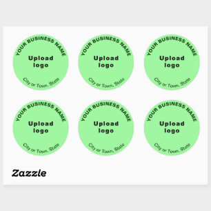 Round Pattern Texts Business Brand on Light Green Classic Round Sticker