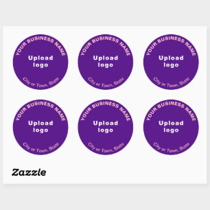 Round Pattern Texts Business Brand on Purple Classic Round Sticker