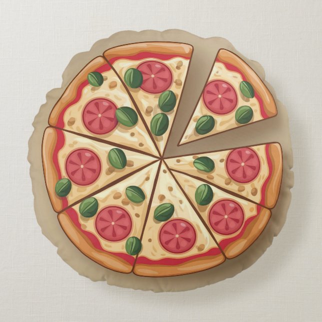 Round Pepperoni Pizza Pillow With Microwave Recipe (Front)