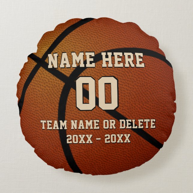 Round Personalised Basketball Pillow, Your Text Cushion (Front)