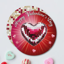 Round Personalised Disco Valentine's Card