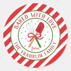Round Personalised Holiday Baked with Love Classic Round Sticker