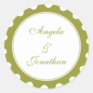Round petal green wedding favour name tag label