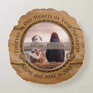 Round Photo and Personalised Memorial Pillow