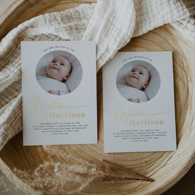 Round Photo Baptism - Gold (Creator Uploaded)