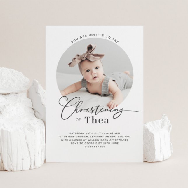Round Photo Christening Invitation (Creator Uploaded)