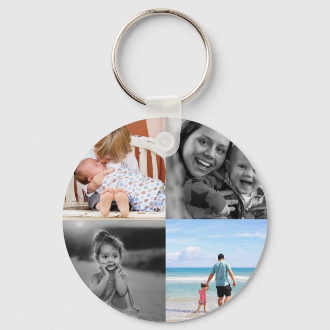 Round Photo Collage  Key Ring (Front)