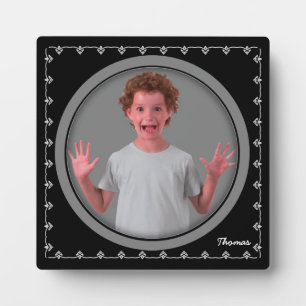 Round Photo Frame Plaque Black