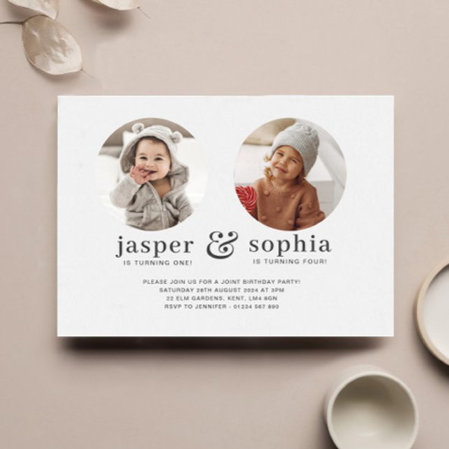 Round Photo Joint Birthday Invitation (Creator Uploaded)