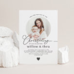 Round Photo Joint Girls Christening Invitation<br><div class="desc">A modern, minimal joint Christening Invitation featuring a round photo and the word 'Christening' in a calligraphy style font. Please note that you cannot change the 'Christening' word but you can edit all of the other text in this design. You can change the colour or you can delete it and...</div>