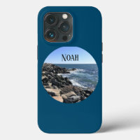 Round Photo of Atlantic Ocean Rocky Shore Blue