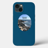 Round Photo of Atlantic Ocean Rocky Shore Blue