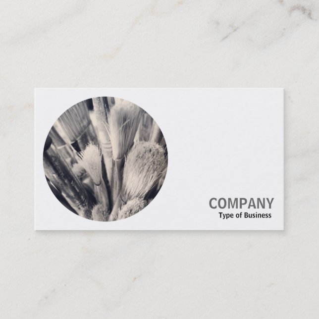 Round Photo - Paint Brushes Business Card (Front)