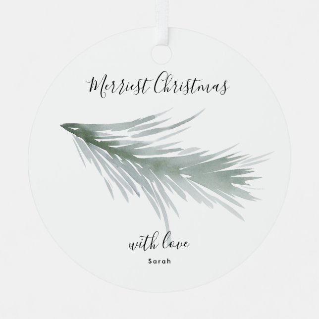 Round Photo Pine Wreath Christmas Holiday Metal Tree Decoration (Front)