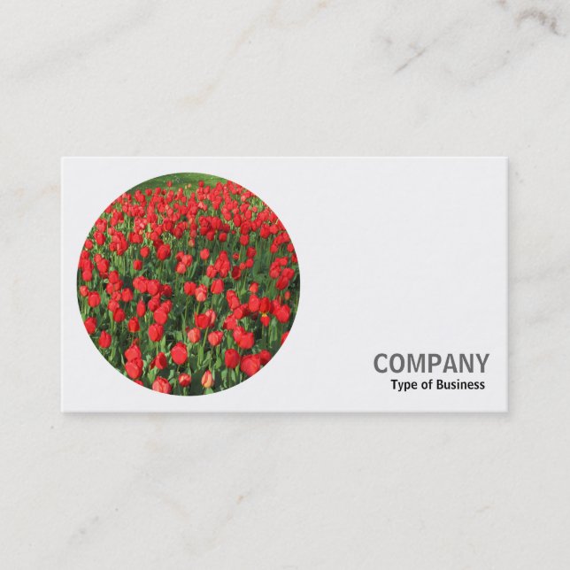 Round Photo - Red Tulips 01 Business Card (Front)