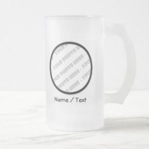 Round Photo & Text Frosted Stein - Create Your Own