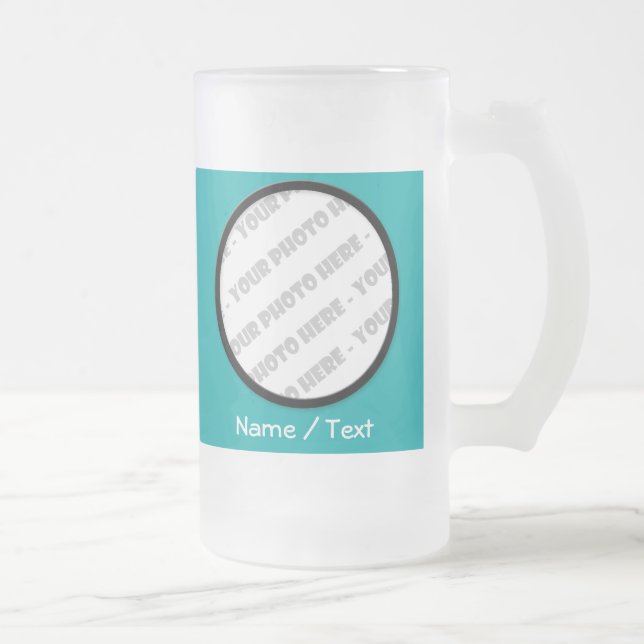 Round Photo & Text Frosted Stein - Create Your Own (Right)