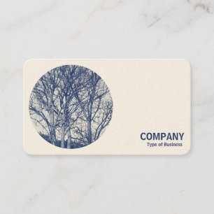 Round Photo - Trees in Winter - Cyanotype Business Card