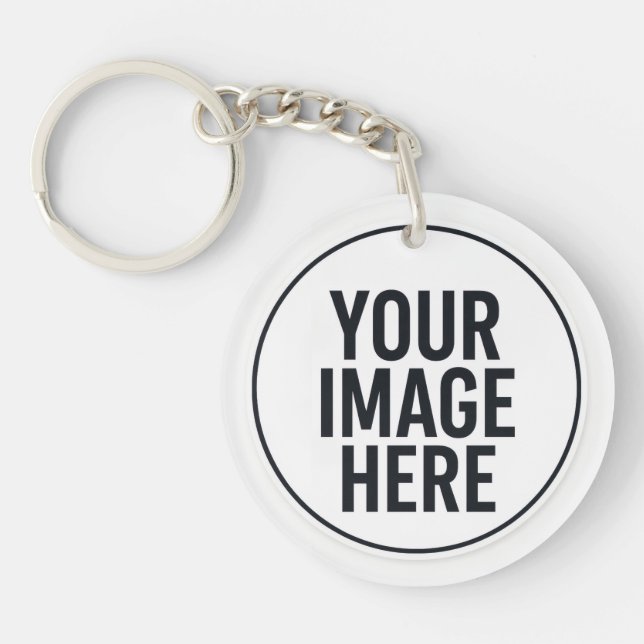 Round Photo Upload Keychain With Metal Ring (Front)