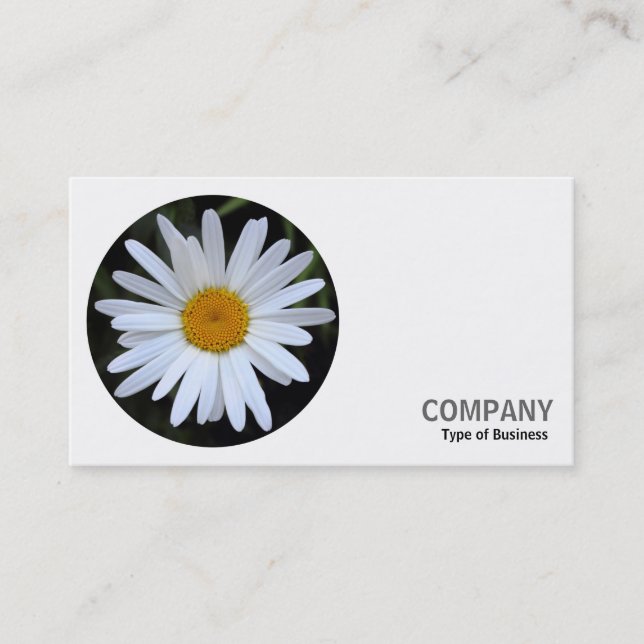 Round Photo - White Daisy 01 Business Card (Front)