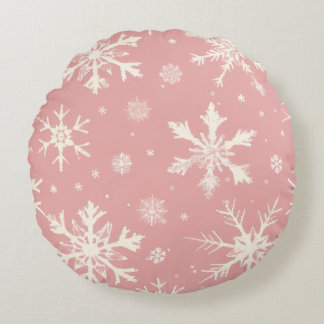Round Pillow a snow crystal pattern