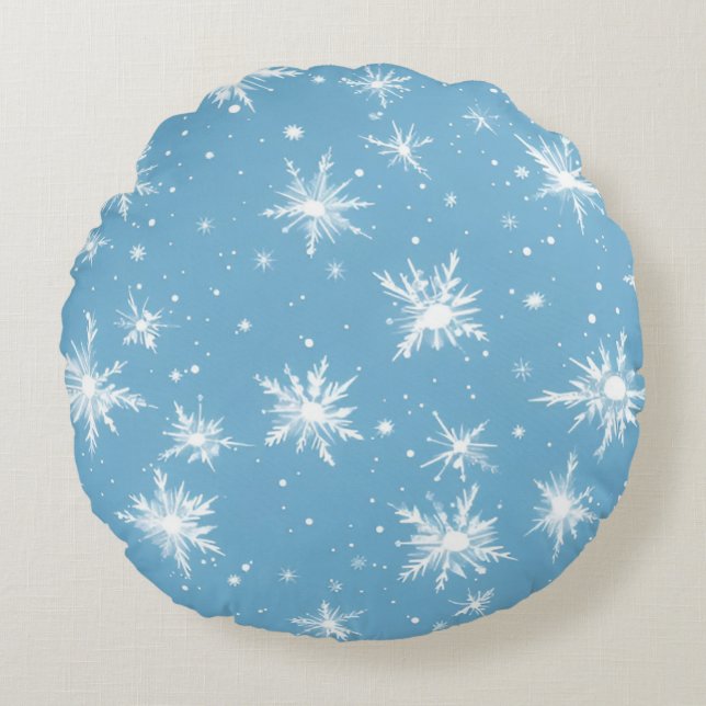 Round Pillow a snow crystal pattern (Front)