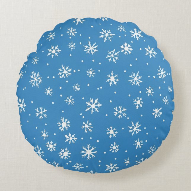 Round Pillow a snow crystal pattern (Front)