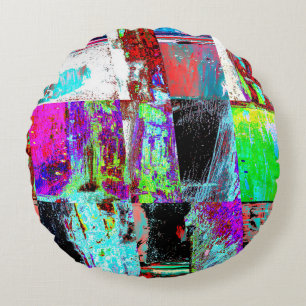 Round Pillow – Abstract Grid