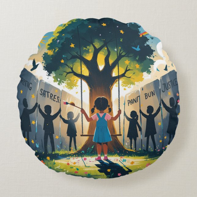 Round pillow, dream themed, fashion, trendy  cushion (Front)