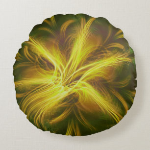 Round Pillow Fractal Flower Yellow Palette
