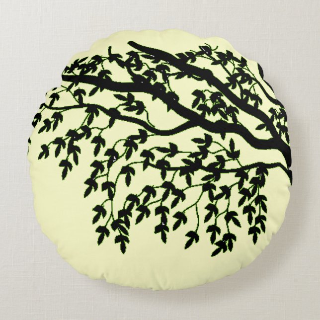 Round pillow - Fragile Branches (green) (Front)