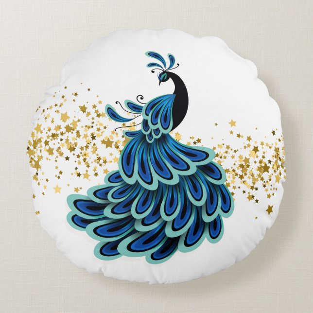 Round Pillow-Holiday Peacock Cushion (Front)