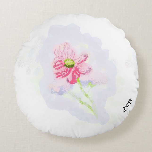 Round Pillow : Iris Flower . (Front)