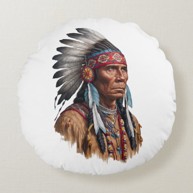 Round Pillow - Native Americans (Front)