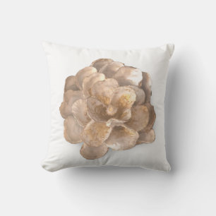 Round Pillow Oyster Shell Blossom White and Gold