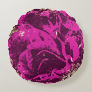 Round Pillow Purple Rose Watercolor