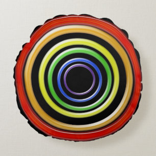 Round Pillow - Rings in Rainbow Colours