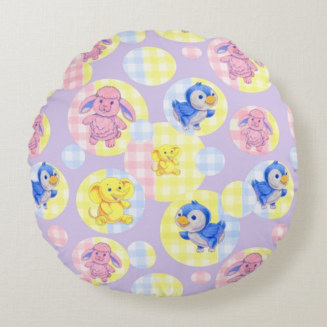 Round Pillow Toy Animals  (Front)