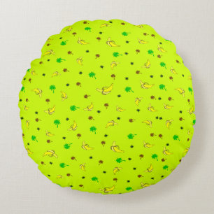 Round pillow with banana and palms pattern