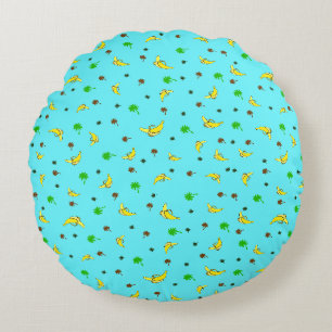 Round pillow with banana and palms pattern