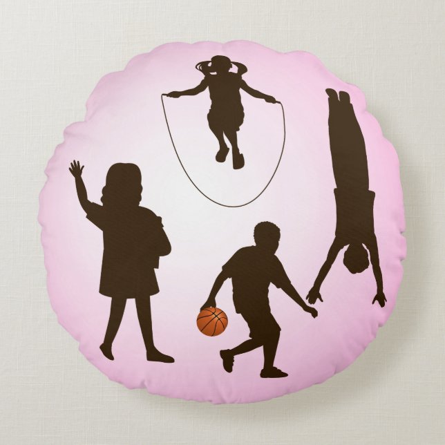 Round Pillow with children playing (Front)