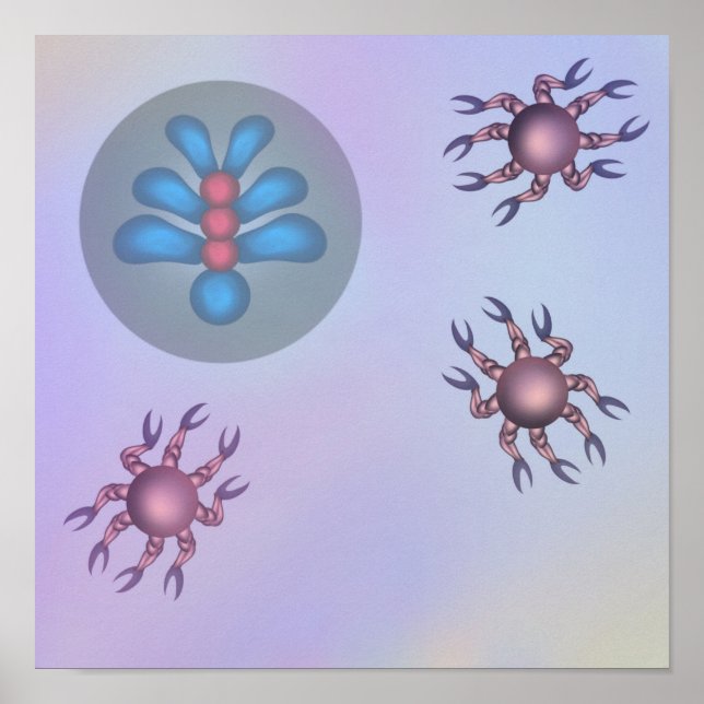 Round pink pearls surrounding orb poster (Front)