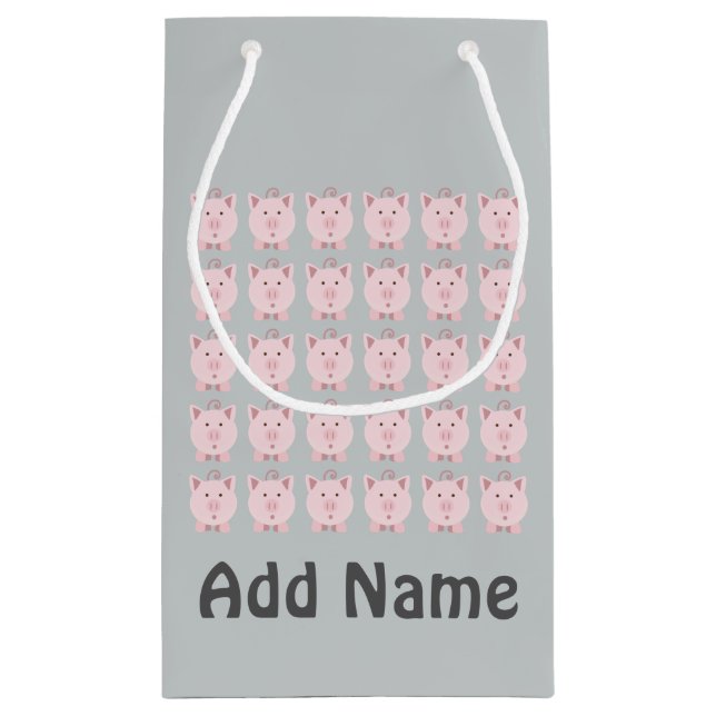 Round Pink Pig Pattern Small Gift Bag (Back)
