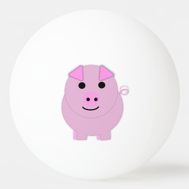 Round Pink Piggy Ping Pong Ball (Front)