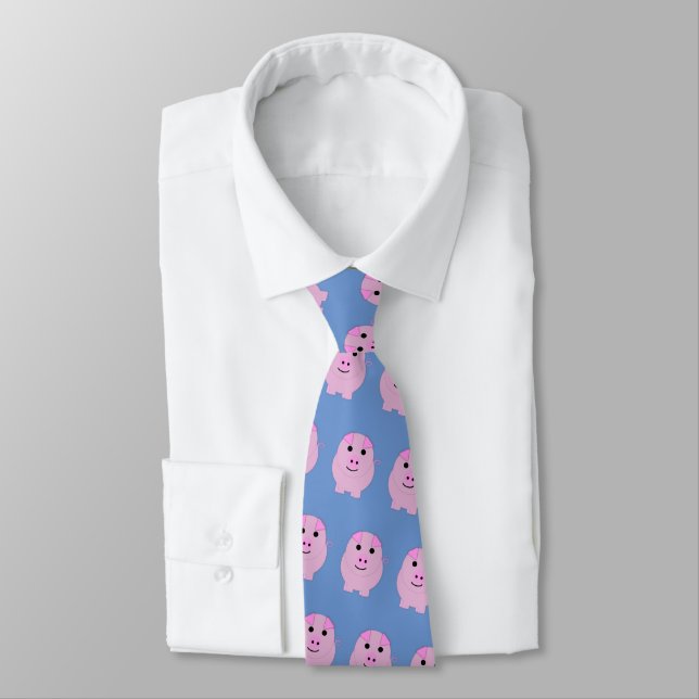 Round Pink Piggy Tie (Tied)
