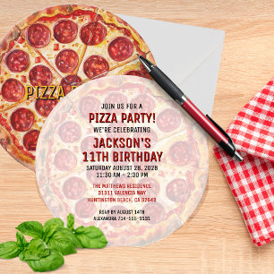 🍕 Round Pizza Party Birthday Invitation