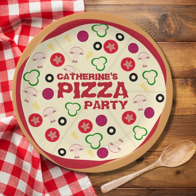 Round Pizza Party Kids Birthday  Paper Plate (Creator Uploaded)