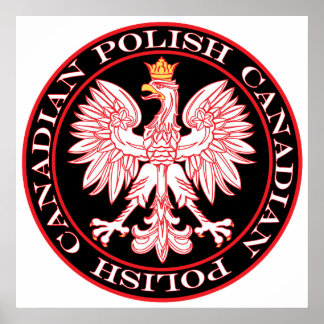 Round Polish Canadian Red Eagle Poster
