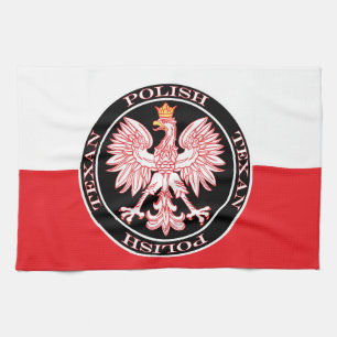 Round Polish Texan Eagle Tea Towel
